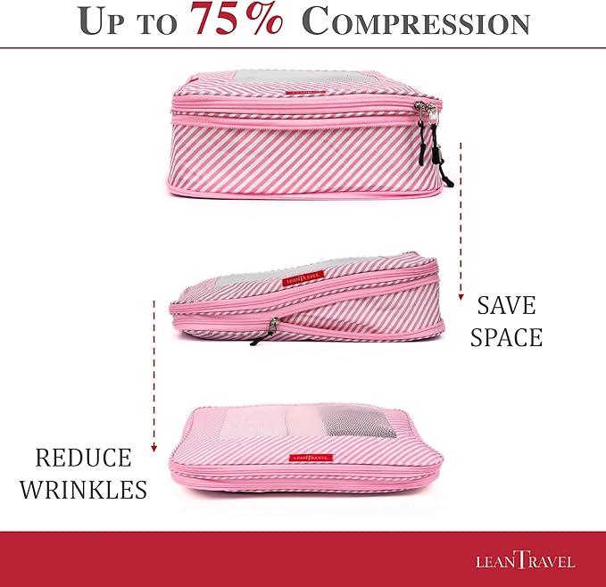 Compression Packing Cubes for Travel Organizers with Double Zipper, LeanTravel