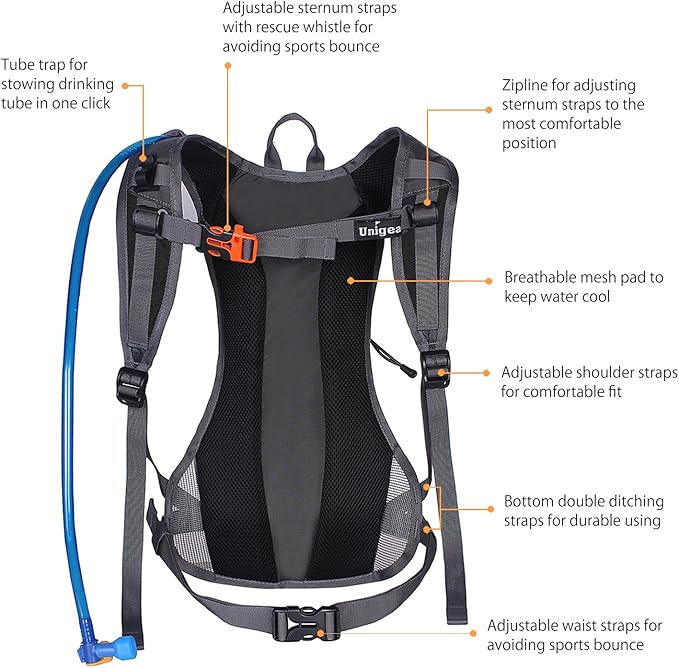 Unigear Hydration Pack Backpack with 70 oz 2L Water Bladder for Running, Hiking, Cycling, Climbing, Camping, Biking