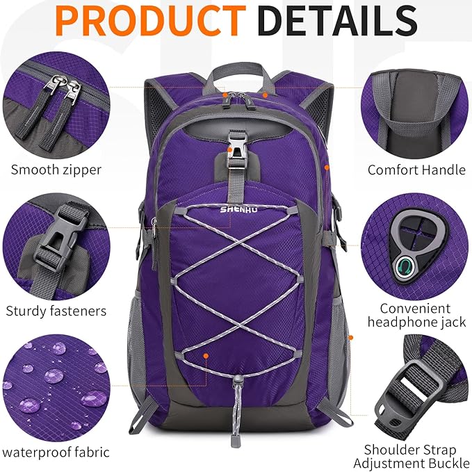 40L Hiking Backpack Lightweight Daypack Waterproof Travel Camping Backpack for Men Women Sport Packable