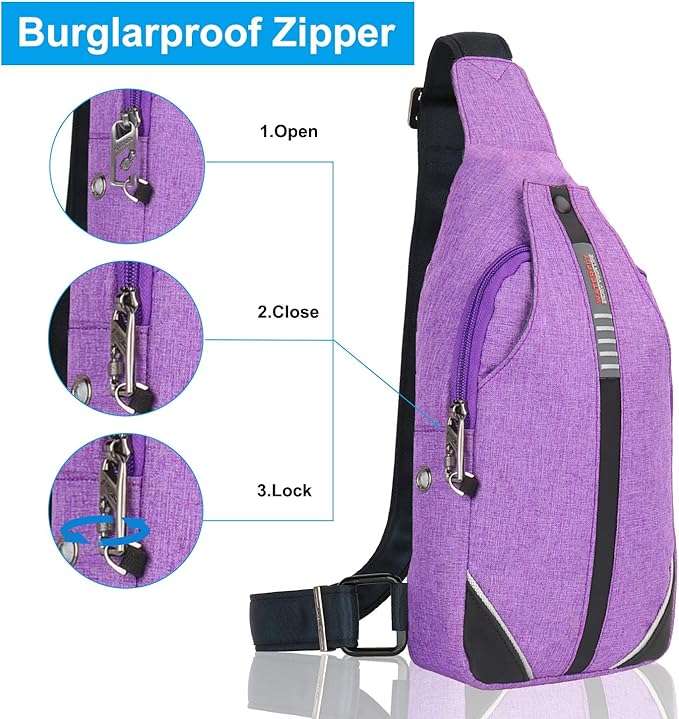 WATERFLY Small Crossbody Sling Backpack Anti Theft Backpack for Traveling Chest Shoulder Bag