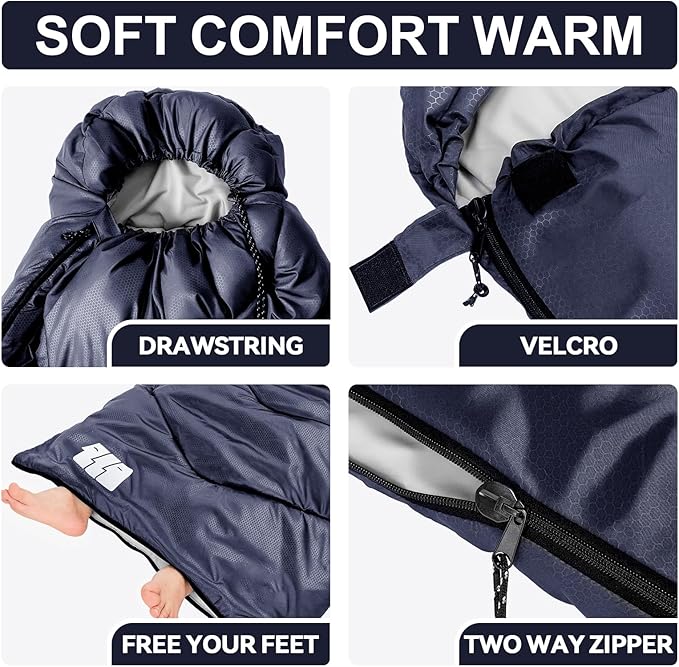Sleeping Bags for Adults Cold Weather,Portable, Waterproof,Lightweight Camping Sleeping Bag for Tall Girls Boys with Compression Sack for Warm Camping, Hiking, Outdoor & Indoor