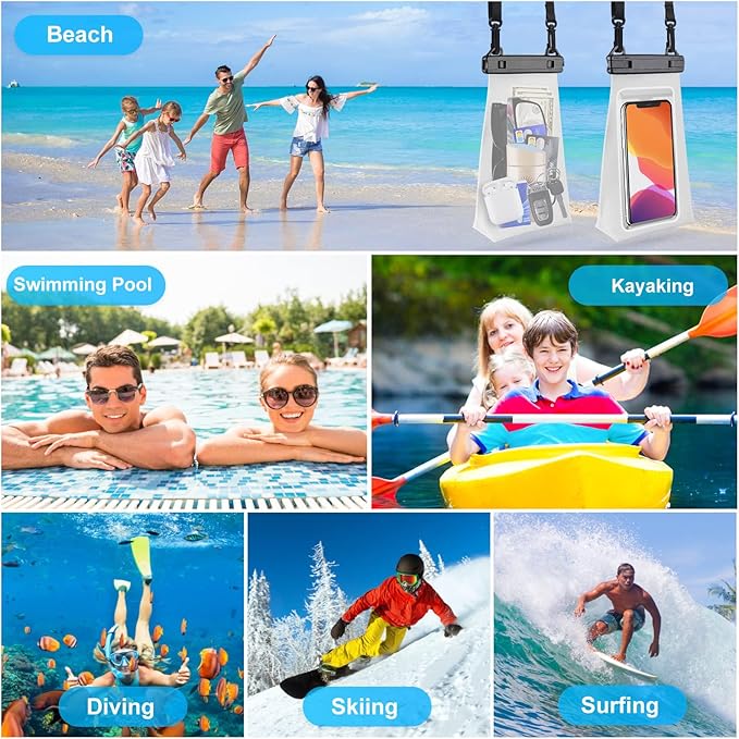 Large Capacity Waterproof Phone Pouch Floating, Waterproof Bag Case for iPhone 15 14 Pro Max 13 12 11 X XR 8 Plus Samsung Up to 6.9'', IPX8 Water Proof Phone Dry Bag for Boating Swimming Kayaking