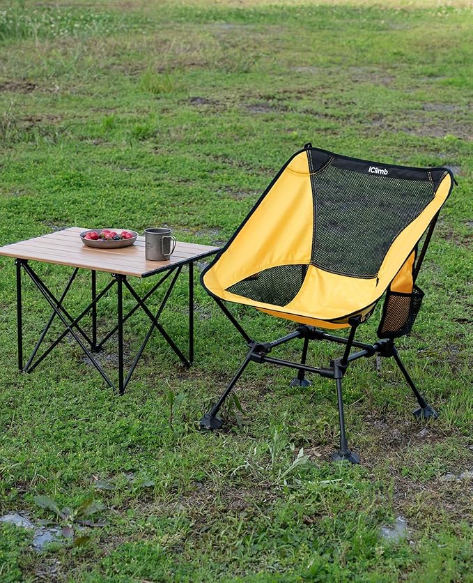iClimb Ultralight Compact Camping Folding Beach Chair with Anti-Sinking Large Feet
