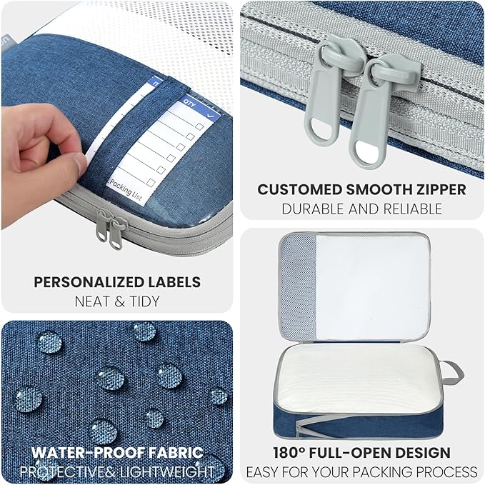 8 Set/6 Set/4 Set Compression Packing Cubes for Travel, Lightweight Vacation Travel Essentials, Travel Accessories for Suitcase Organizer Bags Set, Durable Luggage Organizer