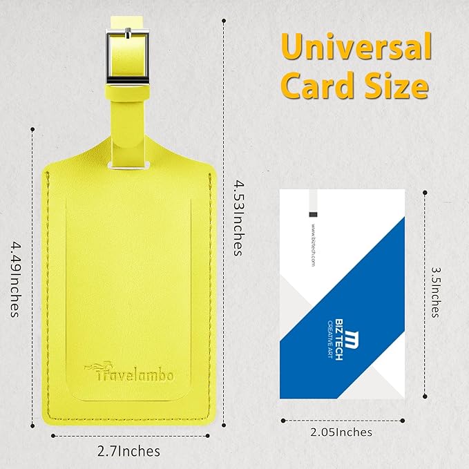 Travelambo Luggage Tags for Suitcases PU Leather Travel Tags Bag Tags Privacy Protection Travel Essentials
