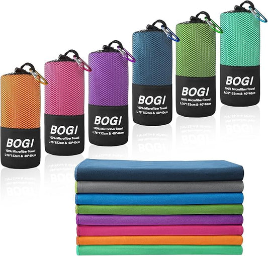 BOGI Microfiber Travel Sports Towel-Quick Dry Towel, Soft Lightweight Microfiber Camping Towel Absorbent Compact Travel Towel for Camping Gym Yoga Swimming Backpacking (XL:72''x32''+16''x16''-Hpink)