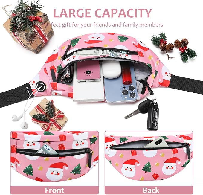 MAXTOP Large Crossbody Fanny Pack with 4-Zipper Pockets,Gifts for Enjoy Sports Festival Workout Traveling Running Casual Hands-Free Wallets Waist Pack Phone Bag Carrying All Phones
