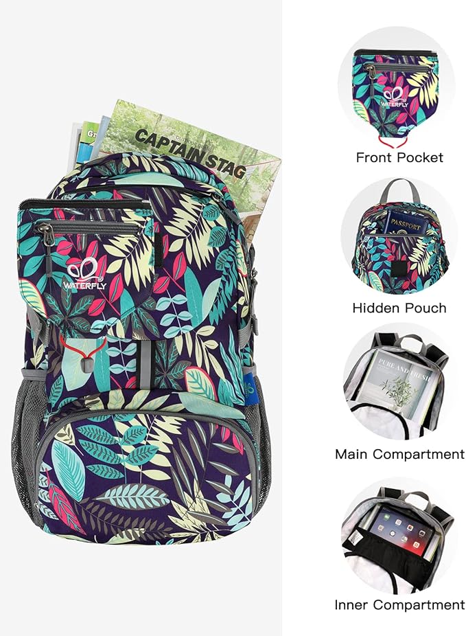 WATERFLY Small Lightweight Packable Backpack: 20l Ultra Light Foldable Travel Hiking Camping Daypack Day Pack for Man Woman