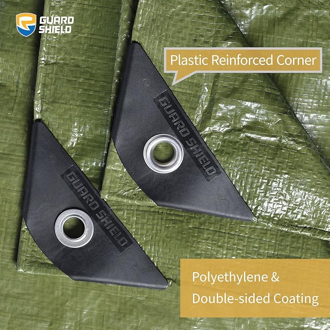 GUARD SHIELD Tarp Green 8x10 Feet Multi Purpose Waterproof Poly Tarp Cover 5mil (2-Pack)