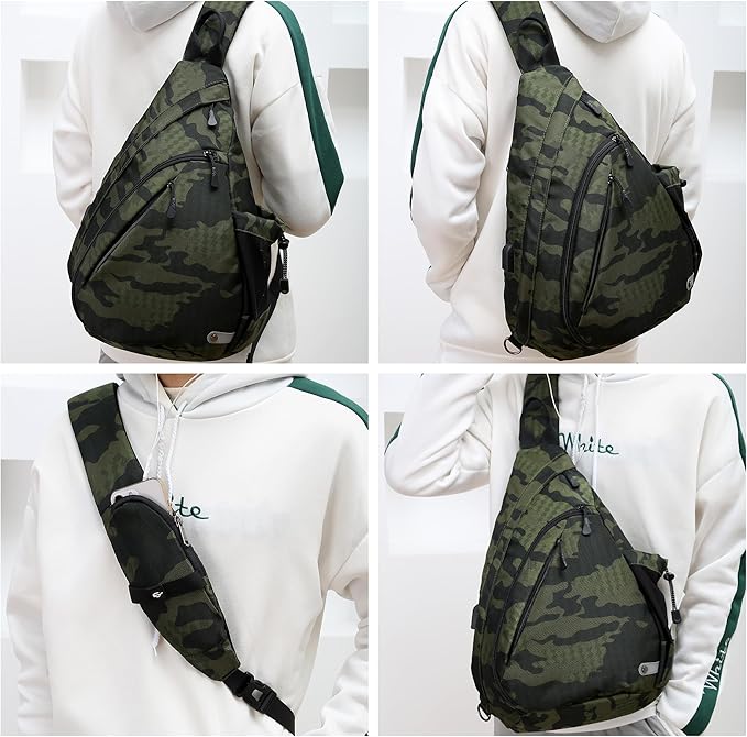 Water-Proof Sling bag/Crossbody Backpack/Shoulder Bag with USB Charging Port for Travel, Hiking, Cycling, Camping