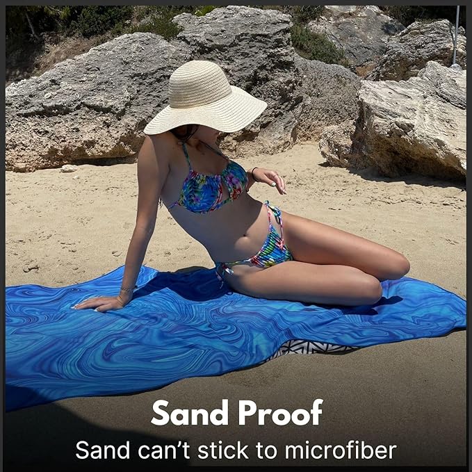 ECCOSOPHY Microfiber Beach Towel - Sand Free Towels are Quick Dry, Light Weight, Super Absorbent - Perfect Pool, Travel, Cruise, Camping Essentials - Oversized Extra Large for Adults 71x35 in