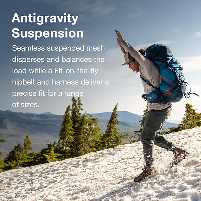 Osprey Atmos AG LT 50L Men's Backpacking Backpack, Night Shift/Scoria Blue, L/XL