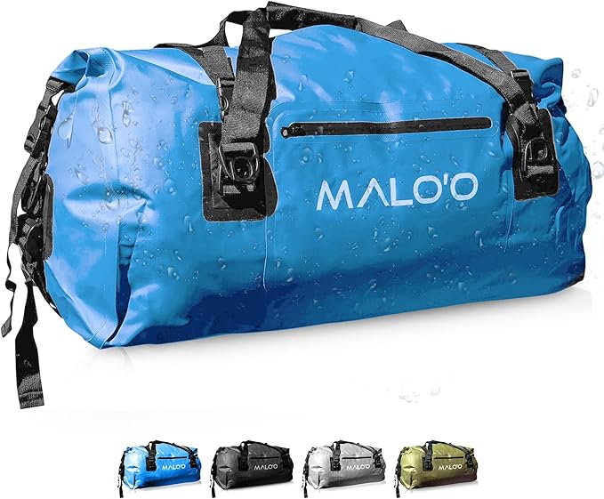 Malo'o Waterproof Dry Bag Duffel 40L/60L/100L, Roll Top Duffel Keeps Gear Dry for Kayaking, Rafting, Boating, Swimming, Camping, Hiking, Beach, Fishing - Internal & External Pockets and Molle Loops