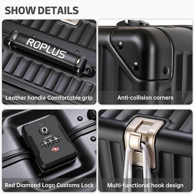 Aluminium Frame Checked- In Luggage with Smooth Jelly Wheels, Hardside Zipperless Rolling Suitcase with TSA Lock (Pure Black, 28-Inch)