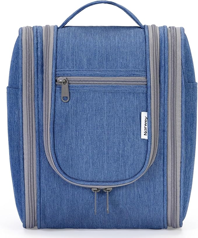 Narwey Small Hanging Travel Toiletry Bag Cosmetic Make up Organizer for Women and Men (Medium, Navy Blue)
