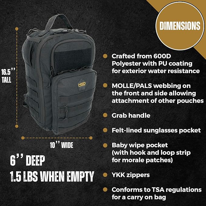HighSpeedDaddy - Baby Diaper Backpack, Military-Grade, Waterproof, Compact Baby Travel Bag with Diaper Changing Mat