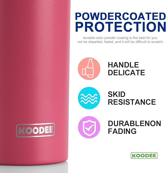koodee Insulated Coffee Tumbler with Lid and Straw-4 Pack 20 oz Skinny Tumblers, Double Wall Stainless Steel Cup for Women (Yellow/Purple/Wine Red/Teal)