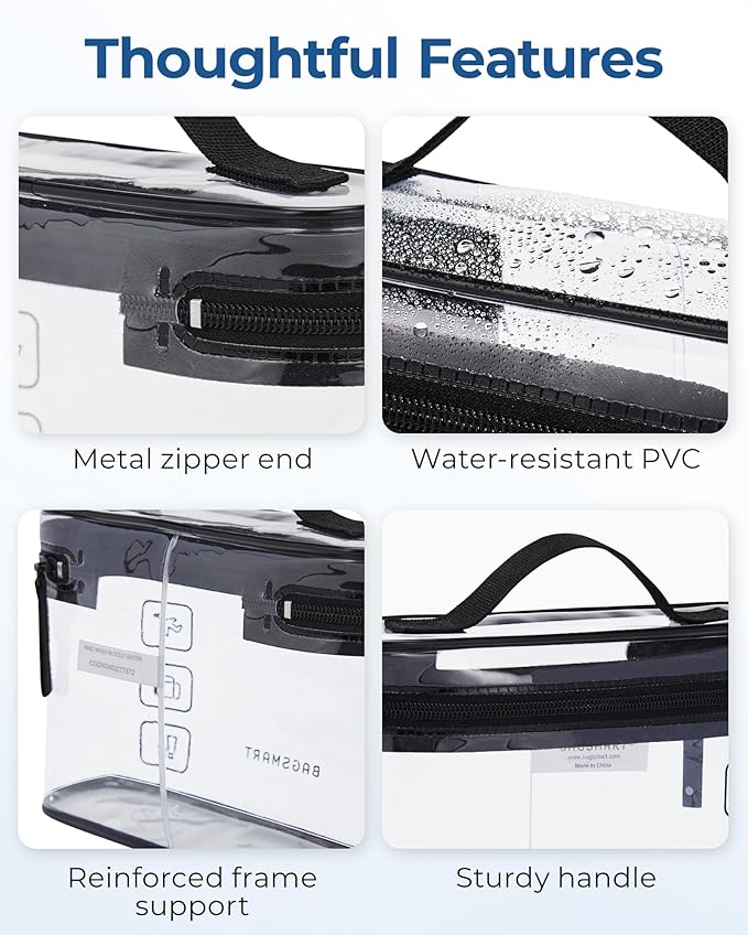 BAGSMART TSA Approved Toiletry Bag, 2 Pack Clear Makeup Cosmetic Bag Organizer, Quart Size Travel Bag for Toiletries, Carry-on Travel Accessories Essentials, Black-2pcs
