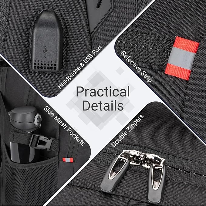 40L Expandable Laptop Backpack, Anti-thief Travel Backpack with USB Charging Port, Airline Approved Business Waterproof Carry on Luggage, Fits 15.6" Laptop for Men Women