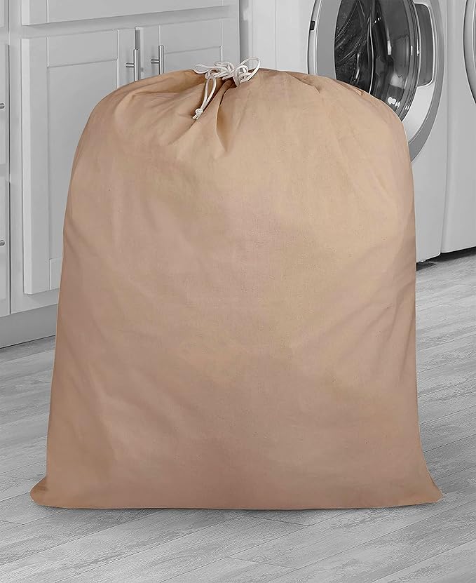 Urban Villa Laundry Bag Canvas|Dirty Clothes Travel Laundry Bag|Machine Washable|Reusable College Hostel Hamper Liner Bag for Garments Delicates Drawstring Closure 4 Pack Taupe Color|Size 28X36 Inches