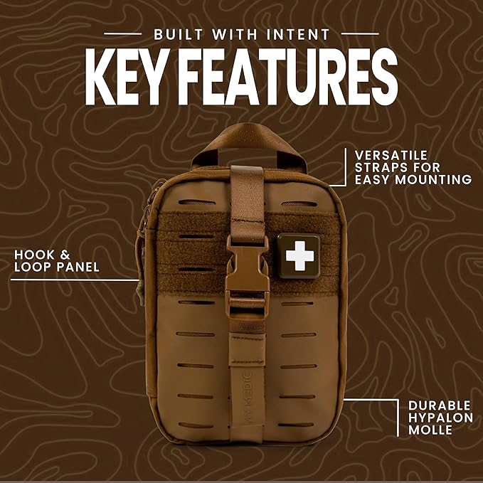 My Medic MyFak Mini First Aid Kit - Small and Lightweight for Camping Hiking and Backpacking - IFAK with 70 Items - HSA/FSA Great for Travel - Coyote