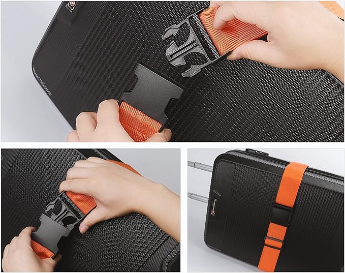 2Pcs Luggage Straps for Suitcase Travel Accessories TSA Approved, 80In Long Belts to Keep Your Suitcase Secure, Adjustable Bag Straps with Quick-Release Buckle for Travel Bag Closure, Orange