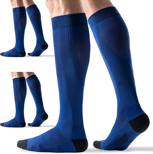 3 Pairs Compression Socks 15-20 mmHg for Women Men - Moderate Support for Circulation, Sports, Travel, Comfort Cuff