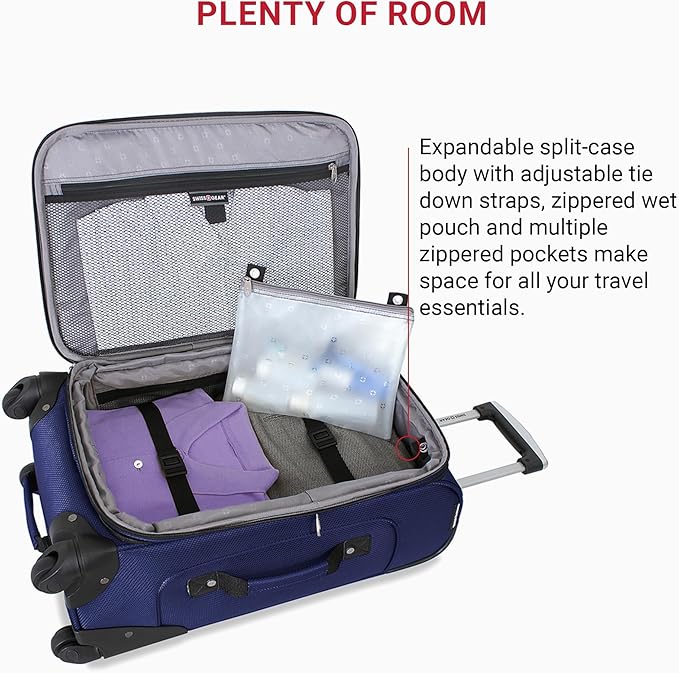 SwissGear Sion Softside Expandable Luggage, Blue, 2-Piece Set (21/29)