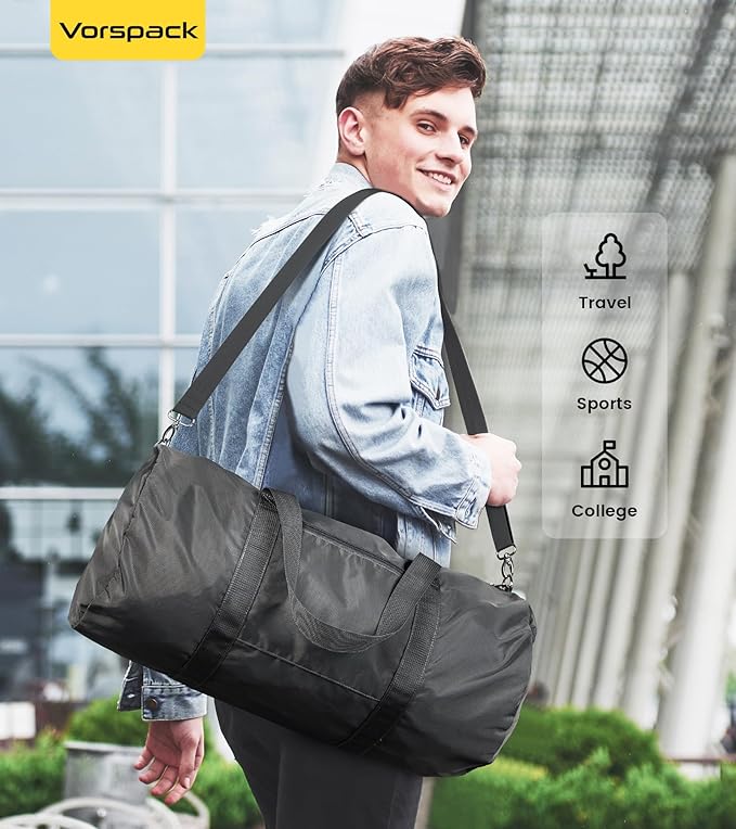 Vorspack Duffel Bag 20-24-28 Inches Foldable Gym Bag for Men Women Duffle Bag Lightweight with Inner Pocket for Travel Sports