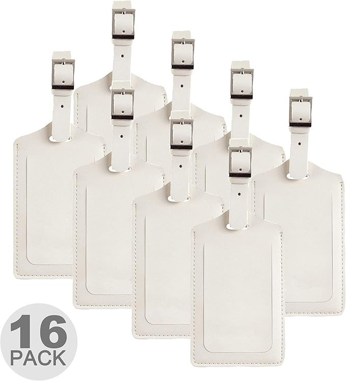 8 Pack Leather Luggage Travel Bag Tags by Travelambo