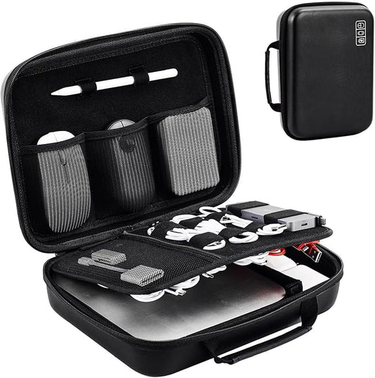 ProCase Hard Travel Electronic Organizer Case for MacBook Power Adapter Chargers Cables Power Bank Apple Magic Mouse Apple Pencil USB Flash Disk SD Card Small Portable Accessories Bag