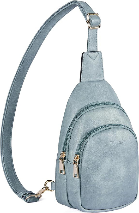 Telena Small Sling Bag for Women Leather Crossbody Fanny Packs Chest Bag for Women