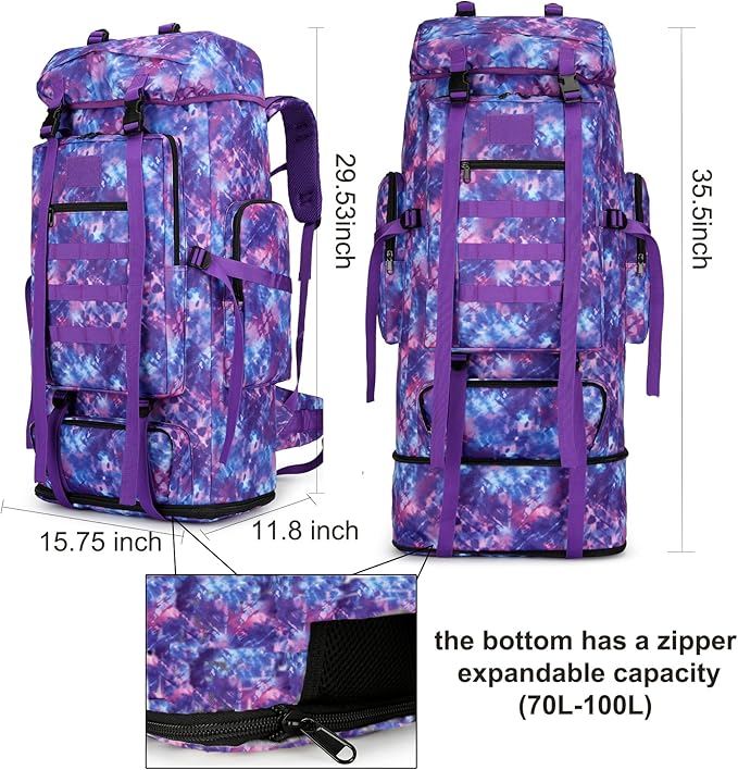 Hiking Backpack for Men 70L/100L Camping Backpack Military Rucksack Molle 3 Days Assault Pack for Climbing