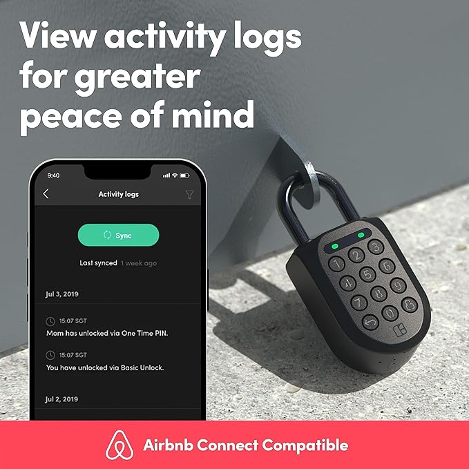 igloohome New Smart Padlock 2 (SP2), The Toughest Smart Padlock – Generate Access from Anywhere with The Mobile app (iOS/Android) – No WiFi Needed, Waterproof & Rechargeable