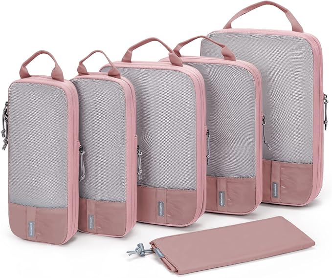 BAGSMART 6 Set Compression Packing Cubes - Lightweight Travel Essentials, Durable Luggage Organizer