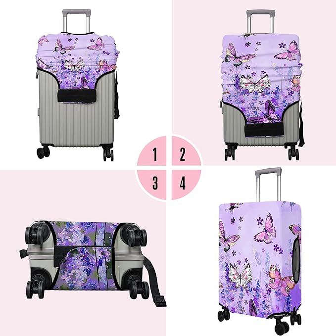 Travel Luggage Cover Suitcase Protector Fits 18-32 Inch Wheel Covers PatternedTravel Related Items Flower Luggage Protector Elastic L