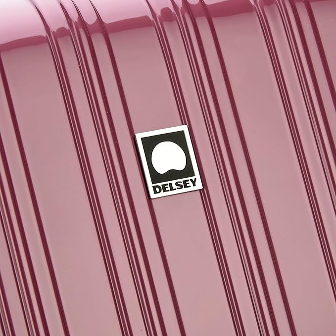 DELSEY PARIS Helium Aero Hardside Expandable Luggage with Spinner Wheels, Peony Pink, Checked-Medium 24 Inch