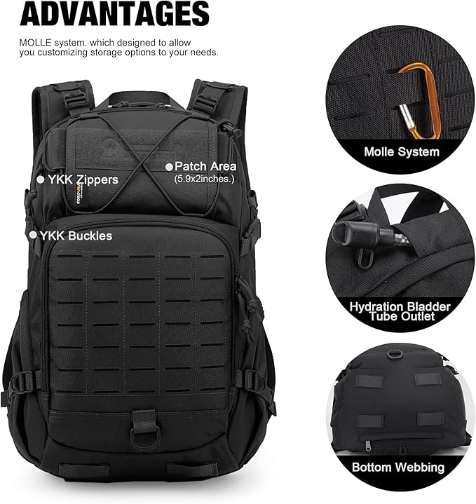 Mardingtop Tactical Military Backpack for Men,25L Molle Backpack, Cordura Backpack for Hiking,Camping