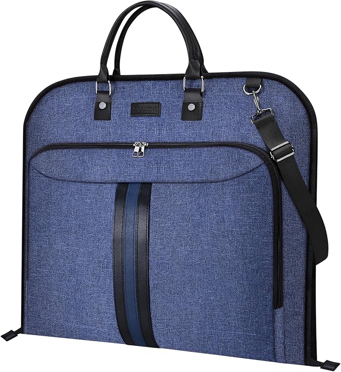 BALEINE Travel Garment Bag, Travel Suit Bag for Men, 42'' Waterproof Carry on Garment Bag for Hanging Clothes, Garment Duffel Bag for Travel Business (Blue)