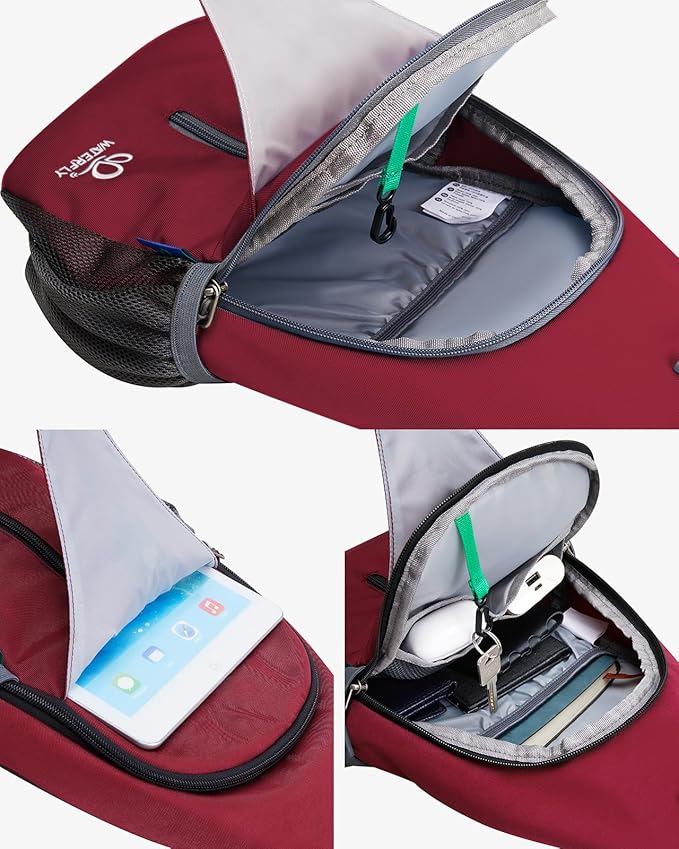 WATERFLY Crossbody Sling Backpack Sling Bag Travel Hiking Chest Bag Daypack