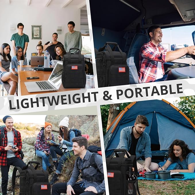 Tactical Backpack Cooler,Lunch Backpack for Men Adults Work with Handle，Soft Cooler Backpack Insulated Waterproof Leak Proof