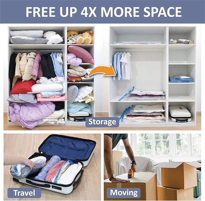 4 Pack XXL Jumbo Vacuum Storage Bags, Extra Large Vacuum Seal Bags for Comforters, Bedding, Blanket Storage, Giant Space Saver Bags for Huge Stuffed Toy(47.2x35 in)