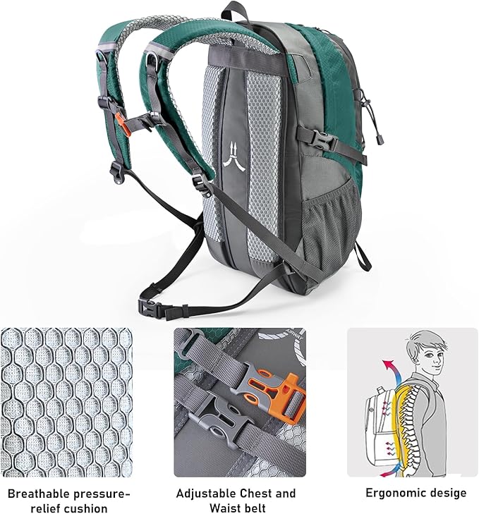 N NEVO RHINO Hiking Backpack 20L Water Resistant Outdoor Day Pack,Lightweight Travel Small Backpack for Men Women