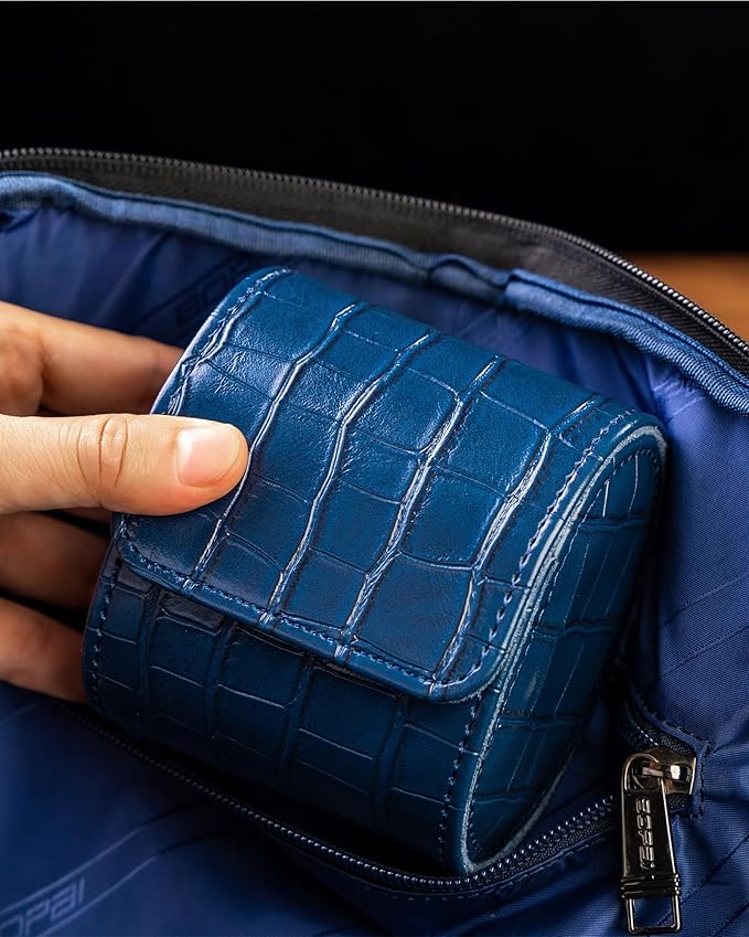 MR.OKAY Single Watch Travel Case-Classic Leather Watch Case With Superb Texture.(Portable Watch Roll Or Organizer For Storage And Display).Festival Gift For Men, All Handcrafted By Artisans