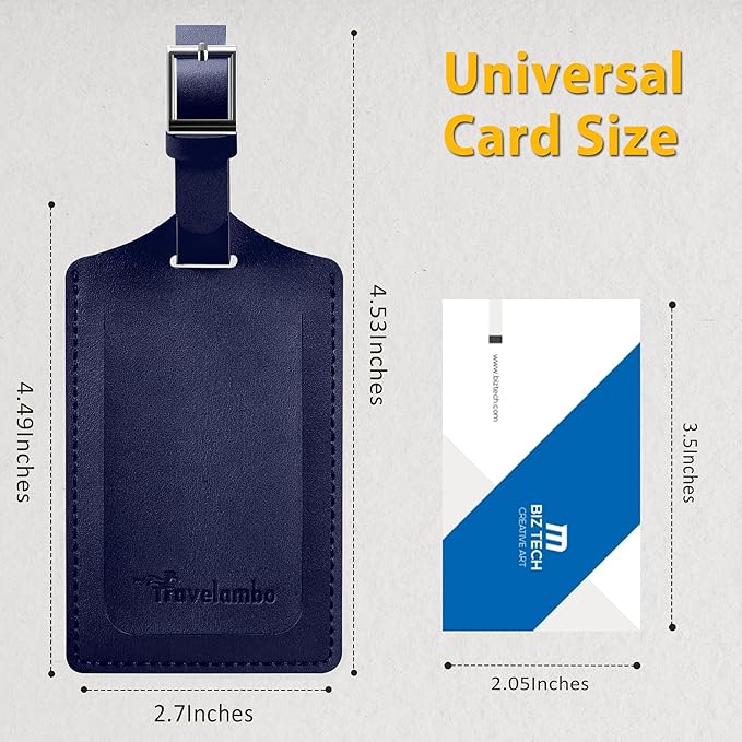 Travelambo Luggage Tags for Suitcases PU Leather Travel Tags Bag Tags Privacy Protection Travel Essentials