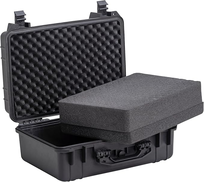 MEIJIA Portable All Weather Waterproof Camera Case with Customized Fit Foam,Fit Use of Drones,Camera,Equipments,Pistols,Elegant Black(18.3 ”x14.57”x8.66”)