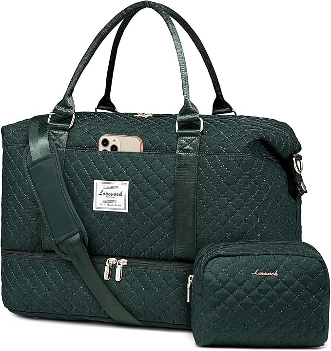 LOVEVOOK Travel Duffle Bag,Weekender Bags for Women with Shoe Compartment，Carry on Overnight Bag with Toiletry Bag,Gym Duffel Bag with Wet Pocket, Hospital Bags for Labor and Delivery