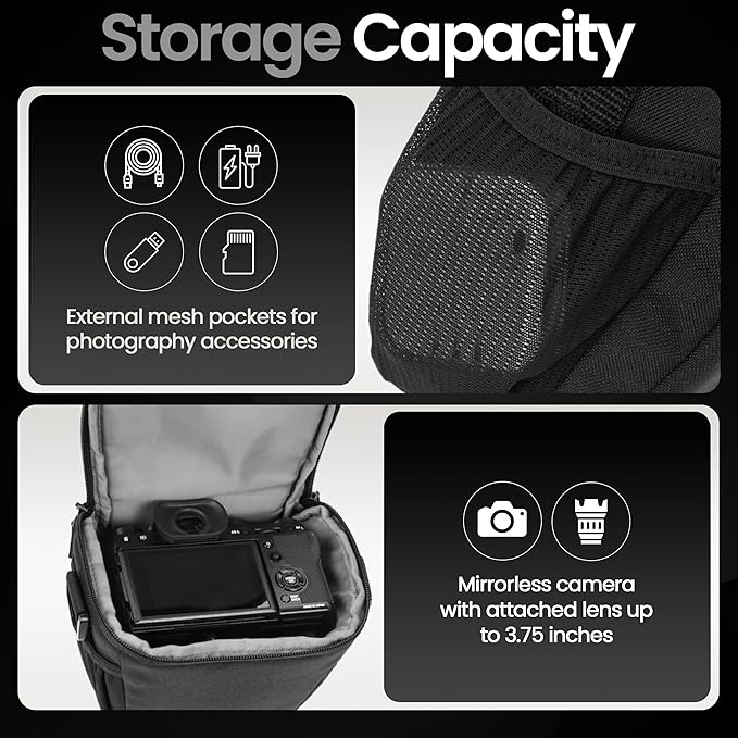 Tamrac Jazz Zoom Holster 23 v2.0 Camera Bag for Photographers, Camera Case for Photography Accessories, Shoulder Bag for Mirrorless Cameras, Crossbody Camera Bag, Travel Camera Carrying Case – Black