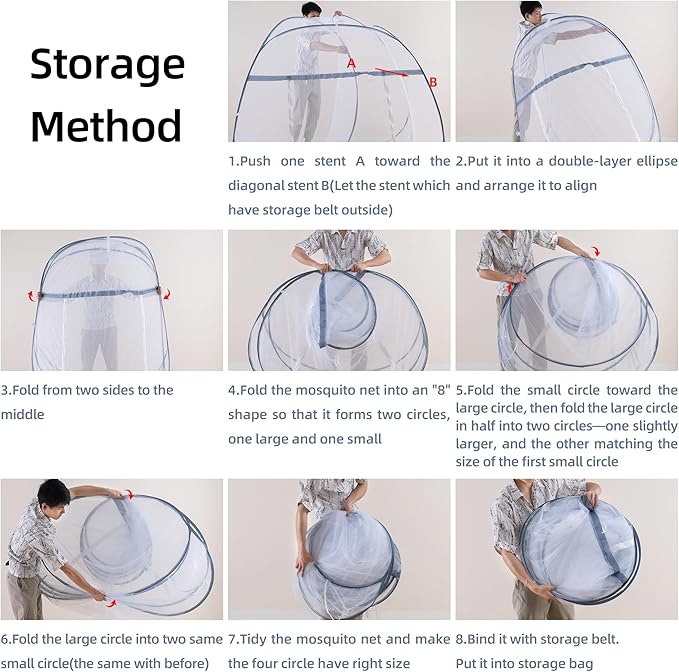 Pop-Up Mosquito Net Tent for Bed, Portable Folding Design Outdoor Camping Bed Tent with Net Bottom for Baby Adults, Easy to Install and Wash for Twin Size Bed 75 x 59 x 39 inch