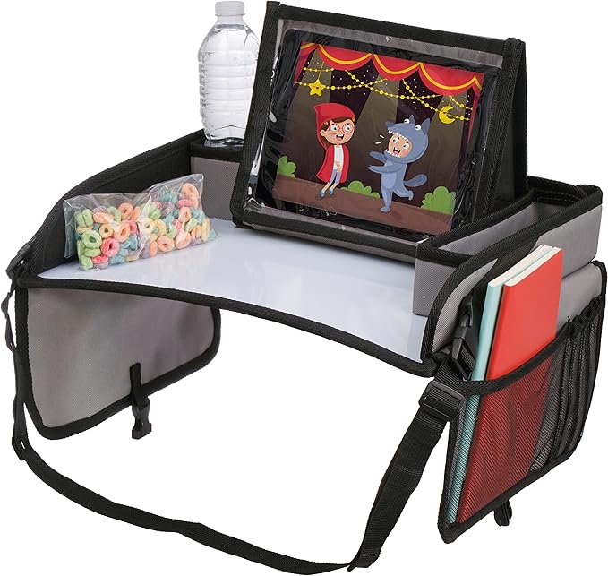 Lusso Gear Lap Tray for Toddler and kids, Table Tray for Travel, Car Seat, Airplane, Desk Essential Accessories and Road Trip Activities (Gray)